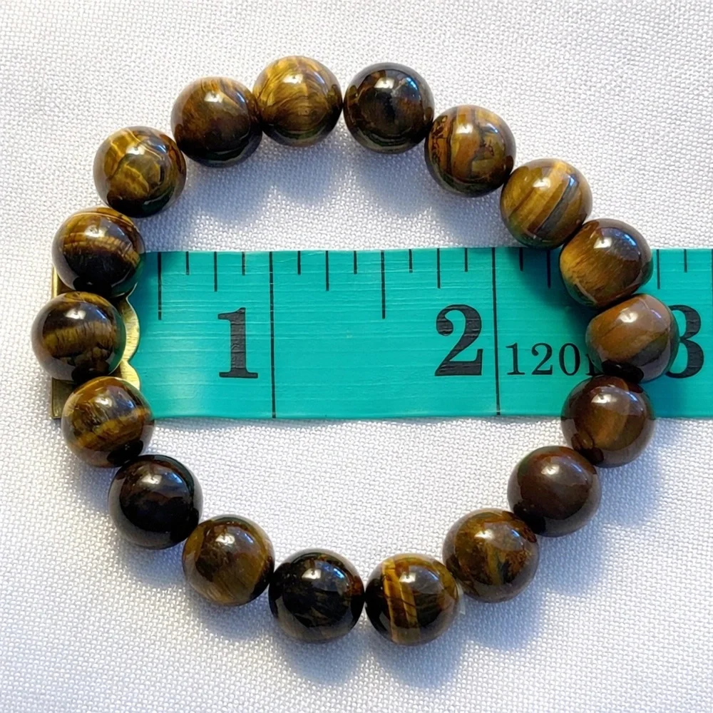 Genuine Tiger’s Eye Bracelet | Real Gemstone Beaded Stretch Bracelet Jewelry